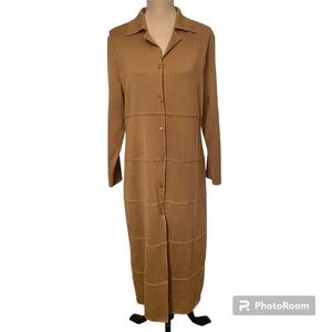 CLORINDA SWEATER CARDIGAN TAN MAXI TOPPER BUTTON LONG SLEEVE ITALY SIZE M